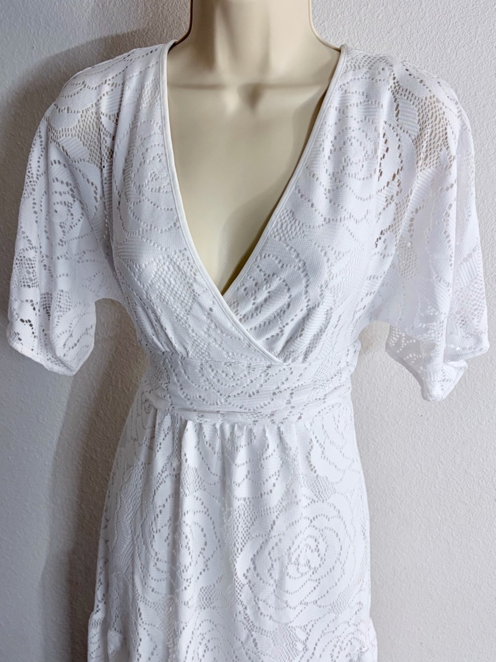 Lilly Pulitzer XS Parigi Maxi Dress White Rose Lace Bridal Engagement V Neck - Picture 3 of 14